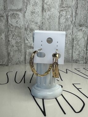 Gold Textured Hoop Earrings - Women Jewelry